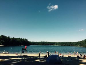Walden pond. I like swimming here, and yes I choked a little bit admitting that.